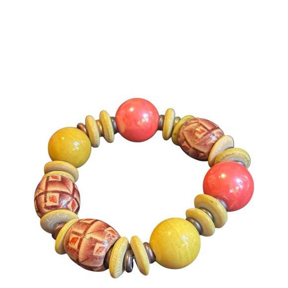 Set of 4 Boho Beaded Stretch Bracelet Set – Earthy Tones & Tribal Prints - Picture 11 of 12